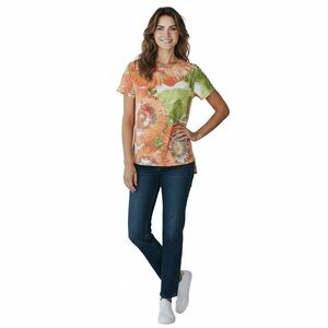 Ruby Rd. Petite Floral Multi-color Petite Medium PM Short Sleeve Top